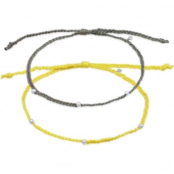 ELLI Damen Fußkette Zopfdesign Beads Set 2 tlg