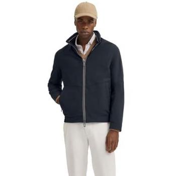 Bugatti Blouson in einfarbigem Blau aus Mikrofaser