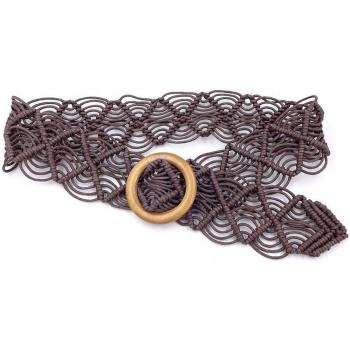 Belt Bohemio de Punto de Cuerda y Madera