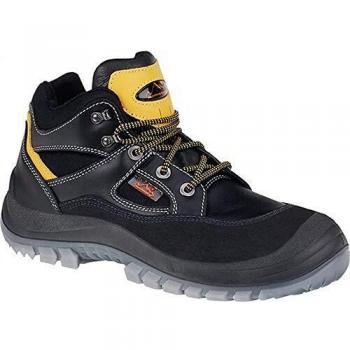 Schnürschutzstiefel aus Vollleder mit Überkapp – Schwarz – 38 (Herren)