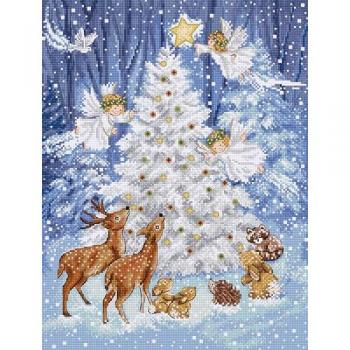 Letistitch Kreuzstich-Kit Engel im Wald, 24x32cm