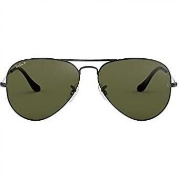 Ray-Ban Unisex Aviator Sunglasses, Gunmetal Crystal Green Polarized, 58 mm