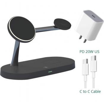 Fivetech Magnetic 3-in-1 Charger for iPhone, Apple Watch, and AirPods