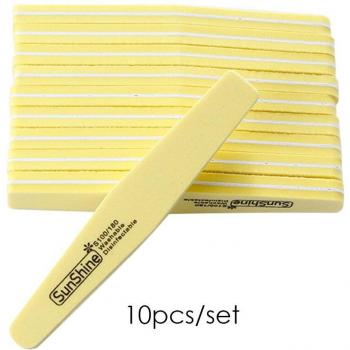 10pcs Washable Nail Files 100/180 Emery Buffing Tools