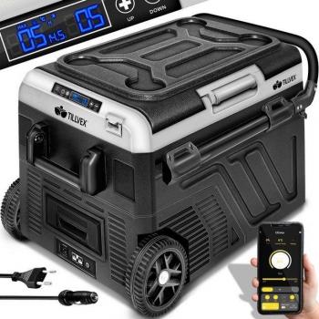 Glacière portable Tillvex 40 L noir avec compresseur et batterie, contrôle à distance