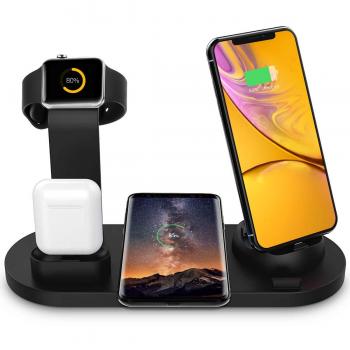 Bestrans Drahtloser Ladegerät, 6 in 1 Ladestation für Apple Watch, Airpods und Smartphone, Schnelle Qi Ladestation für iPhone XR/XS/Xs Max/X/8 Plus/8 Samsung Galaxy Huawei Xiaomi etc