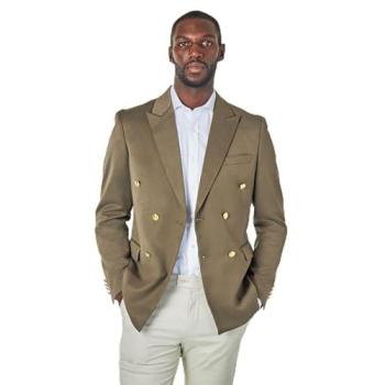 Men's EZRA Khaki Double-Breasted Suit – Size 54