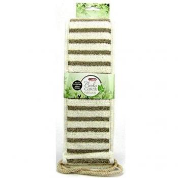 Hanf-Frottee Rückenreiber, länglich, weiß-beige