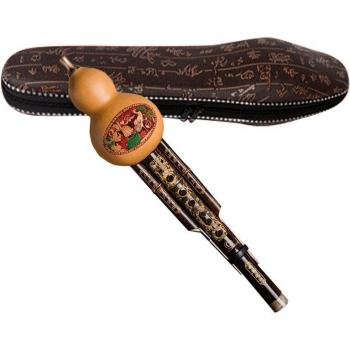 Handmade Black Bamboo Gourd Flute Ethnic Instrument Key of C for Beginners