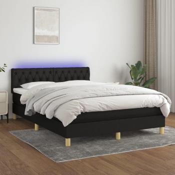Letto a Molle con Materasso e Illuminazione LED Nero 140x200 cm