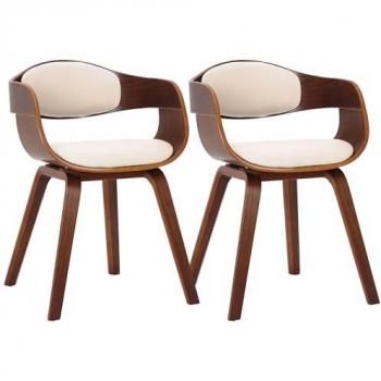 Set di 2 sedie Kingston con braccioli in finta pelle Noce/crema