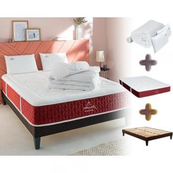 Ensemble Matelas Mémoire et Sommier Gris -90 x 200 cm