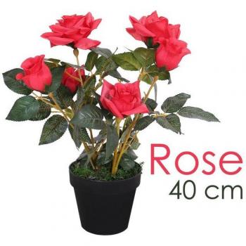 Fleur de Rosier Artificielle Rouge 40cm