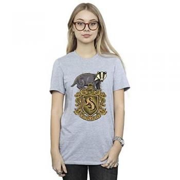 Hufflepuff Cotton Boyfriend T-Shirt with Crest