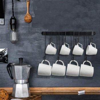 Organizador de tazas de café con ganchos flexibles (16 pulgadas/negro)