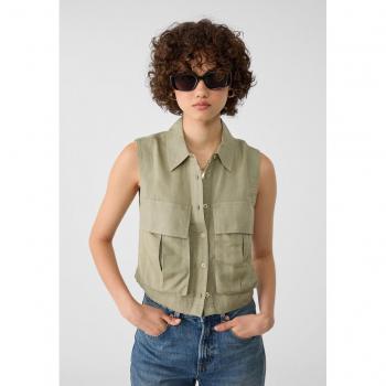 Kaki Stradivarius Camicia Lino Senza Maniche L