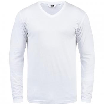 !Solid Beda Herren Longsleeve Shirt V-Ausschnitt, Größe:XL, Farbe:Weiß