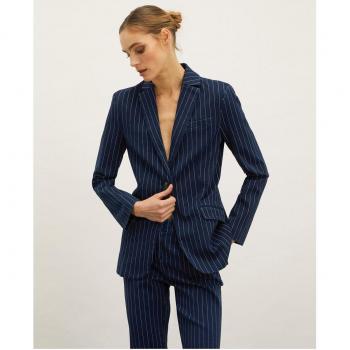 Chaqueta de mujer denim con raya diplomática y botón