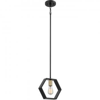 Quoizel Bismarck Pendelleuchte 1 Licht E27 Schwarz Gold