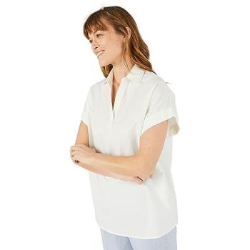 Soft Cotton Office Blouse – Off‑White Boxed Style (S 10)