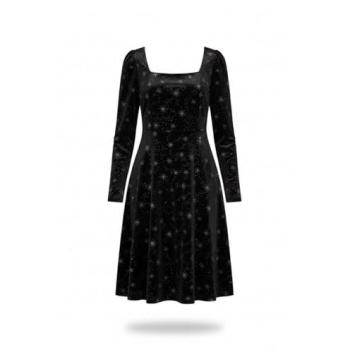 Robe patineuse noire Yumi Yumi à motifs étoilés