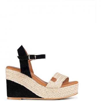 Sandalias de cuña Popa de rafia y serraje