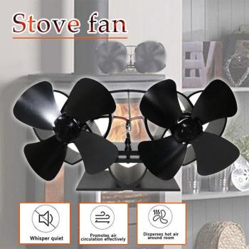 Ventilador Eco Amigable para Estufas de Madera, Doble Cabeza y 8 Aspas