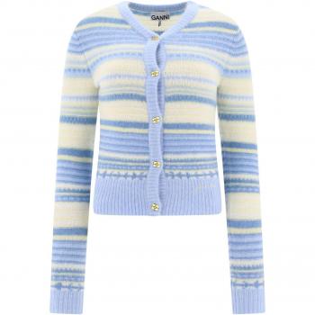 Ganni Multicolor Striped Wool Cardigan | Size M
