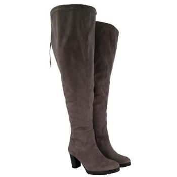 Elegante graue Overknee-Stiefel für Damen, Größe 41