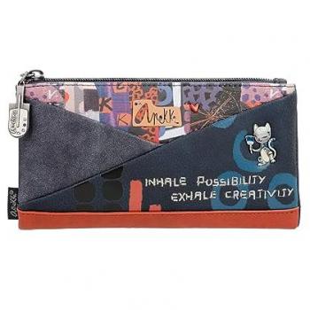 Billetero Grande Flexible de Mujer Anekke Origami con Protección RFID y Cierre de Cremallera Multicolor