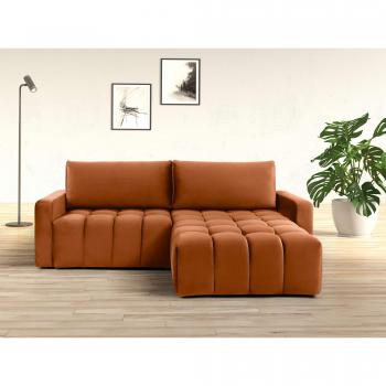 Ecksofa INOSIGN MARVEO Samtoptik, Recamiere rechts, mit Bettfunktion und Bettkasten, ziegelrot