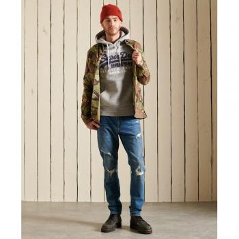 Sweat à Capuche Superdry Homme en Coton Bio Gris