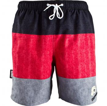 Guggen Mountain Männer-Badeshorts – Rotgestreifte Badehose, 3XL