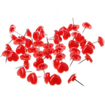 Safety Push Pins in Heart Shape, 50 Pcs, Colored Office Accessories