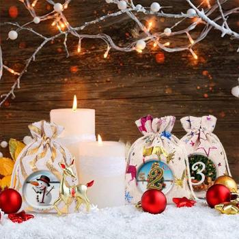 Sac de jute pour bonbons Noël 1-24 compte à rebours