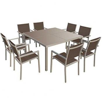 Giardino Set Cagliari Textilene Taupe Alluminio 8 Posti
