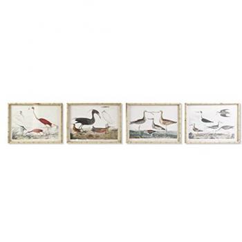 Cuadro de Pájaros Moderno DKD Home Decor 60 x 2,8 x 45 cm (4 Piezas)