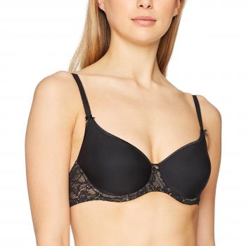 Aubade Damen T-Shirt-BH „Rosessence“ – Spacer, Schwarz, 90C