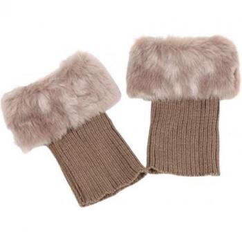 Winter Women's Solid Color Faux Fur Cuff Leg Warmers