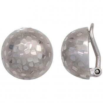 Jobo Ohrclips Halbkugel 925 Sterling Silber rhodiniert mattiert