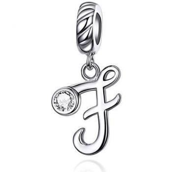 Charme Lettre F Argent 925 avec Zircone 5A