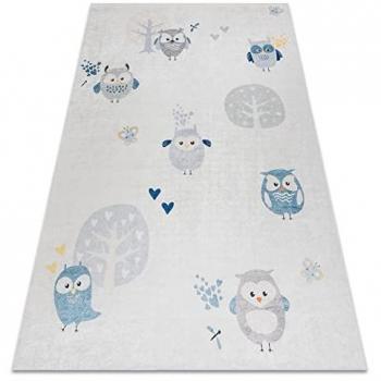 Tapis lavable pour enfants Hiboux 1161 gris 160x220 cm