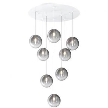 Sospensione Elegante 8 Luci G9 Vetro Fumè Bianco