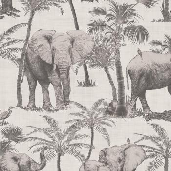 Elephant Grove Charcoal Wallpaper