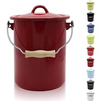 Emaillierter Mülleimer rot, 3 Liter