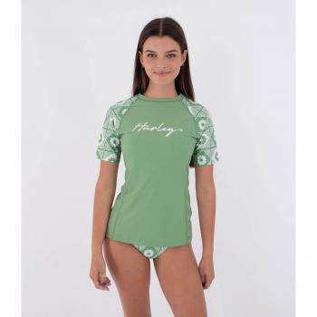 Hurley Top UV Resistente Manga Corta, Estilo Mikonos, Mujer