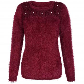Laura Kent Damen Pullover „Applikations‑Fluff“