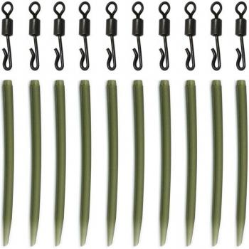 50+50pcs Quick Change Fishing Swivels and 54mm Anti-Tangle Sleeves
