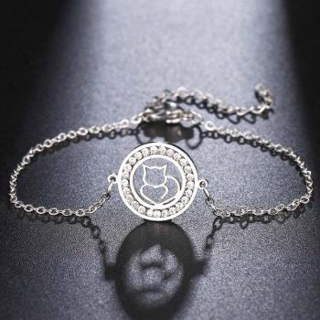 316L Stainless Steel Cat Engagement Bracelet with Crystals for Women