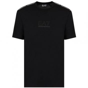 EA7 Hombre Camiseta Negra Manga Corta